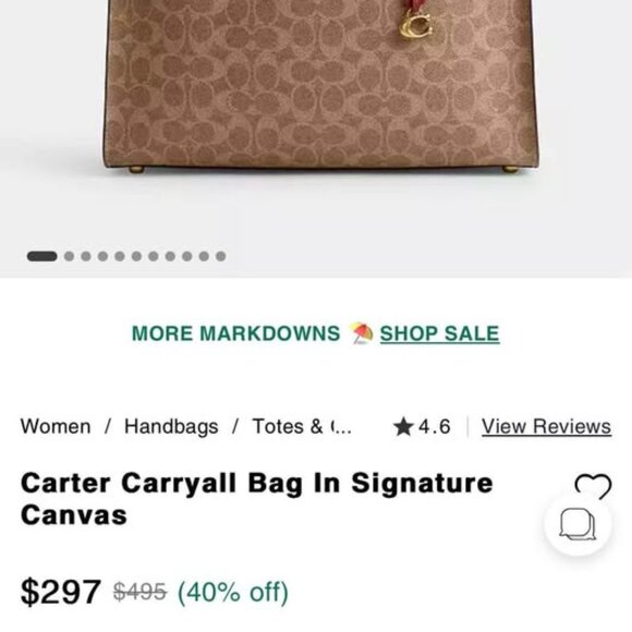 Coach Carryall Tote Bag Signature Canvas - Picture 10 of 10